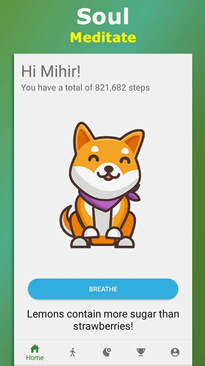 Nandoo app screen showing the breathing exercise