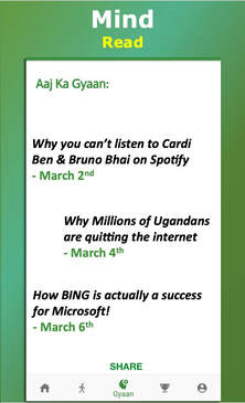 Nandoo app screen showing a daily Gyaan story