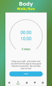 Nandoo app screen showing the daily walking challenge